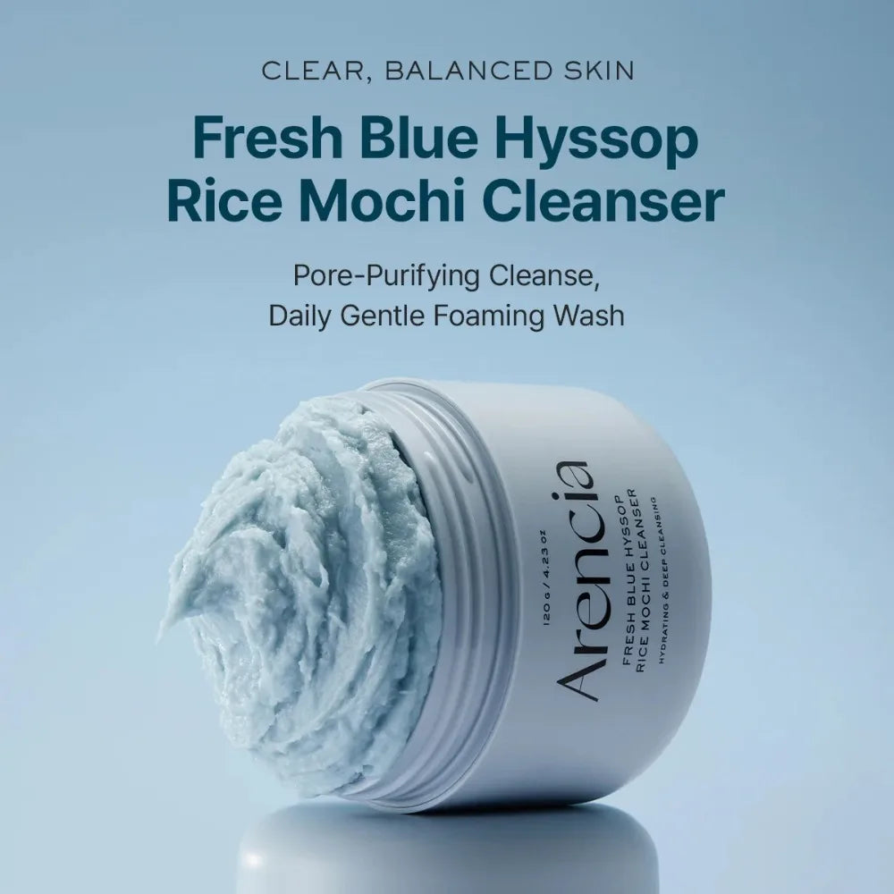 Arencia Fresh Rice Mochi Cleanser 120g Blue Hyssop Green Tea Rosehip Chamomile Gentle Deep Cleansing Hydrating White Skin
