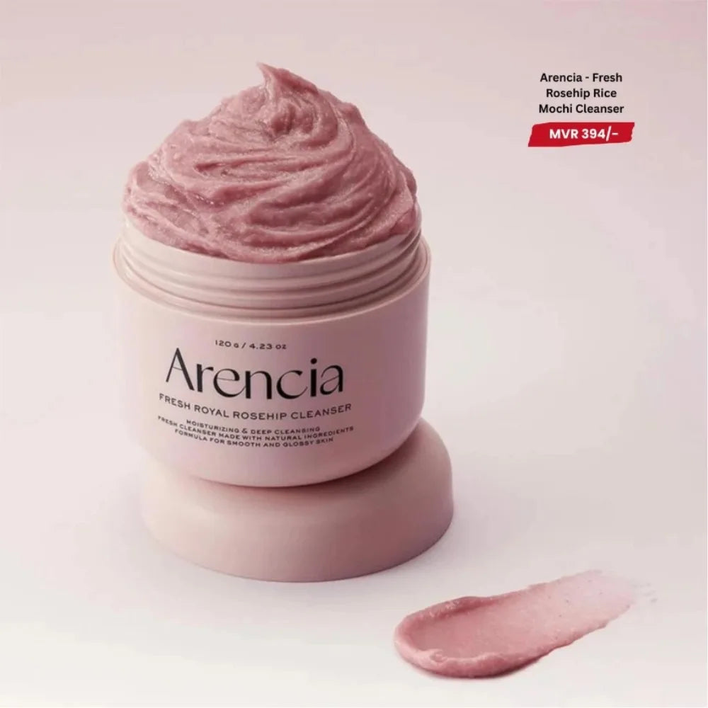 Arencia Fresh Rice Mochi Cleanser 120g Blue Hyssop Green Tea Rosehip Chamomile Gentle Deep Cleansing Hydrating White Skin