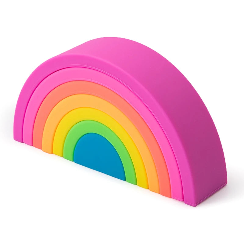 TYRY.HU 6/7/10pcs Baby Silicone Building Block Rainbow Soft Block 3D Educational Montessori Toys Baby Teether Gifts