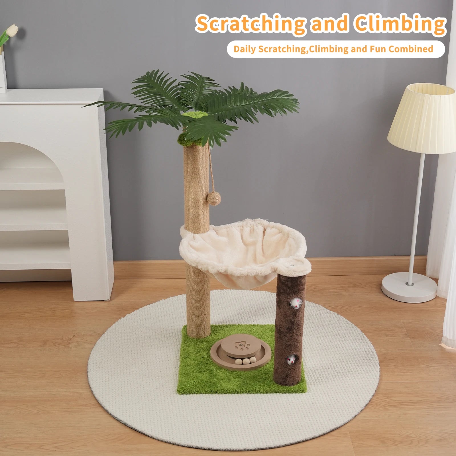 Palm Cat Tree 82 cm Modern scratching post Climbing Tree For Kittens With Cat Sleep Platform Sisal Strings