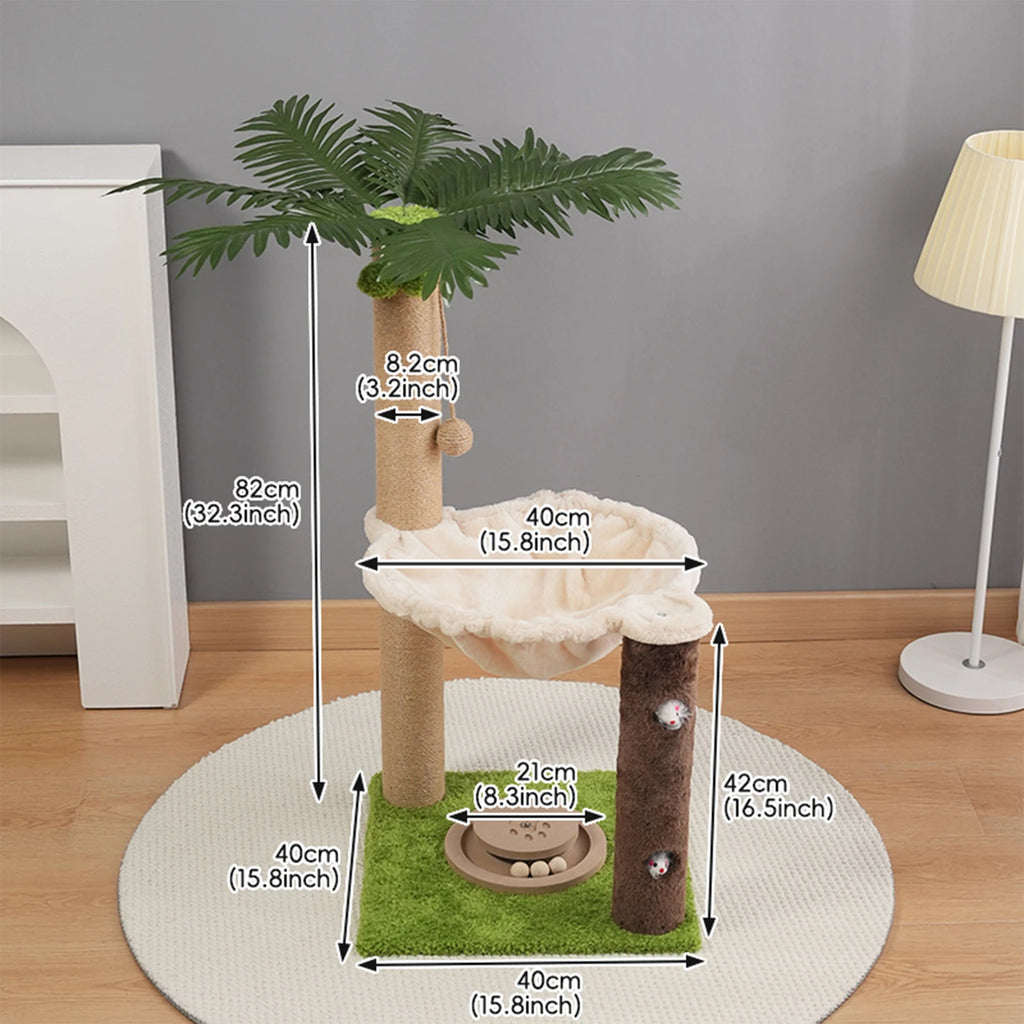 Palm Cat Tree 82 cm Modern scratching post Climbing Tree For Kittens With Cat Sleep Platform Sisal Strings
