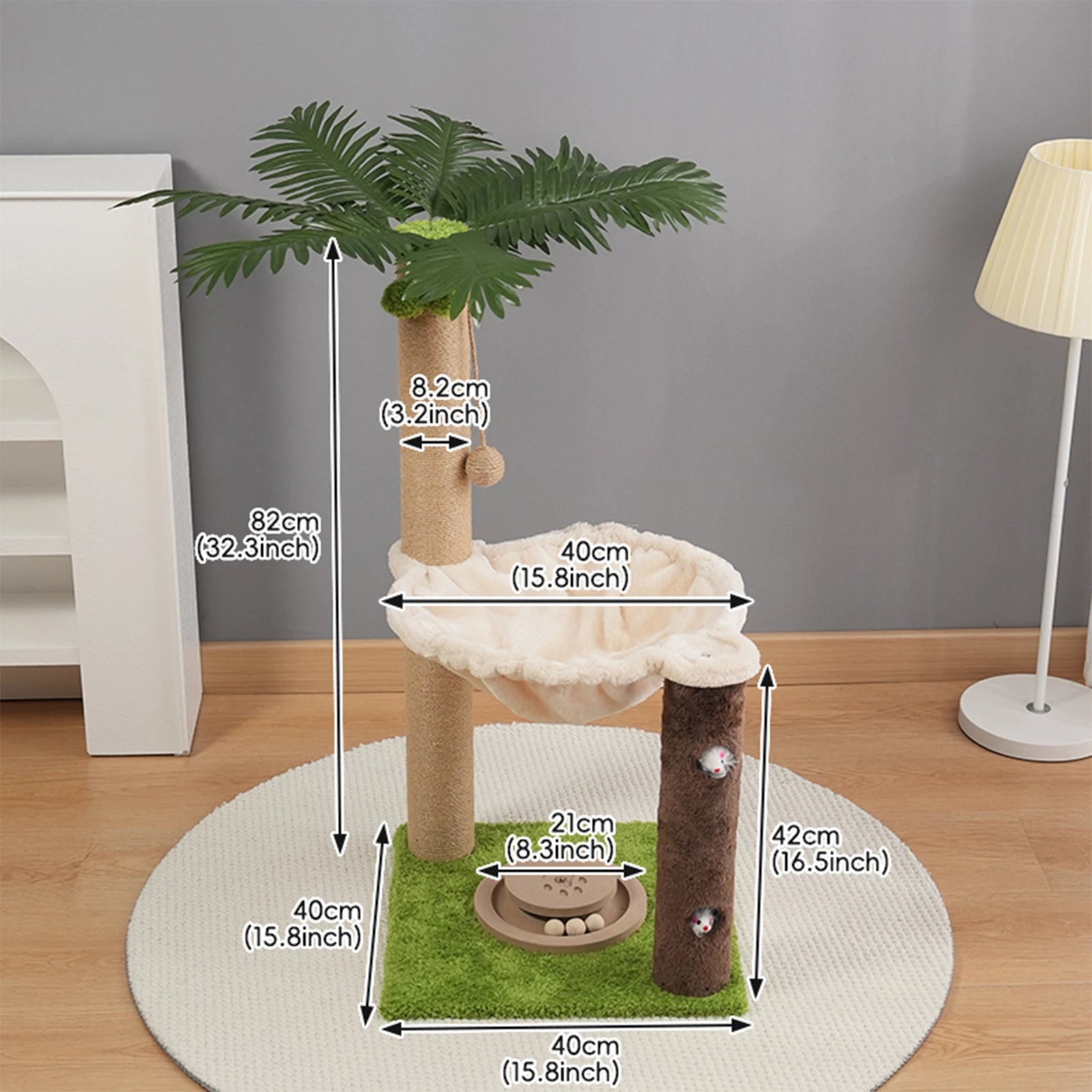 Palm Cat Tree 82 cm Modern scratching post Climbing Tree For Kittens With Cat Sleep Platform Sisal Strings