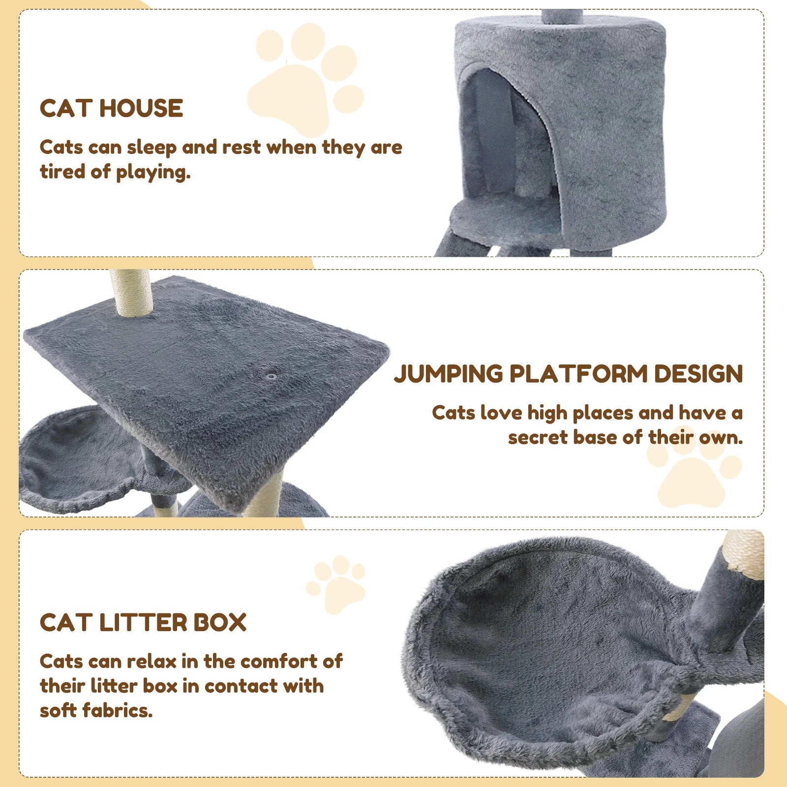 140cm Cat Tree Tower Scratching Posts Multilevel Cat Climbing House with Condos&Ladder Pet Activity Centre for Cat Play and Rest