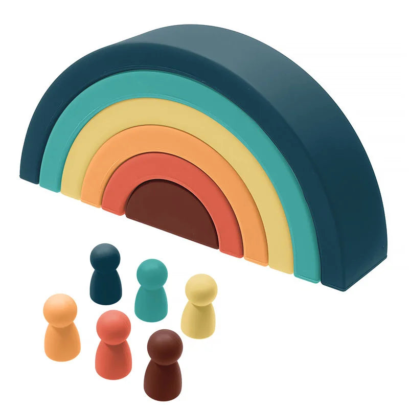 TYRY.HU 6/7/10pcs Baby Silicone Building Block Rainbow Soft Block 3D Educational Montessori Toys Baby Teether Gifts
