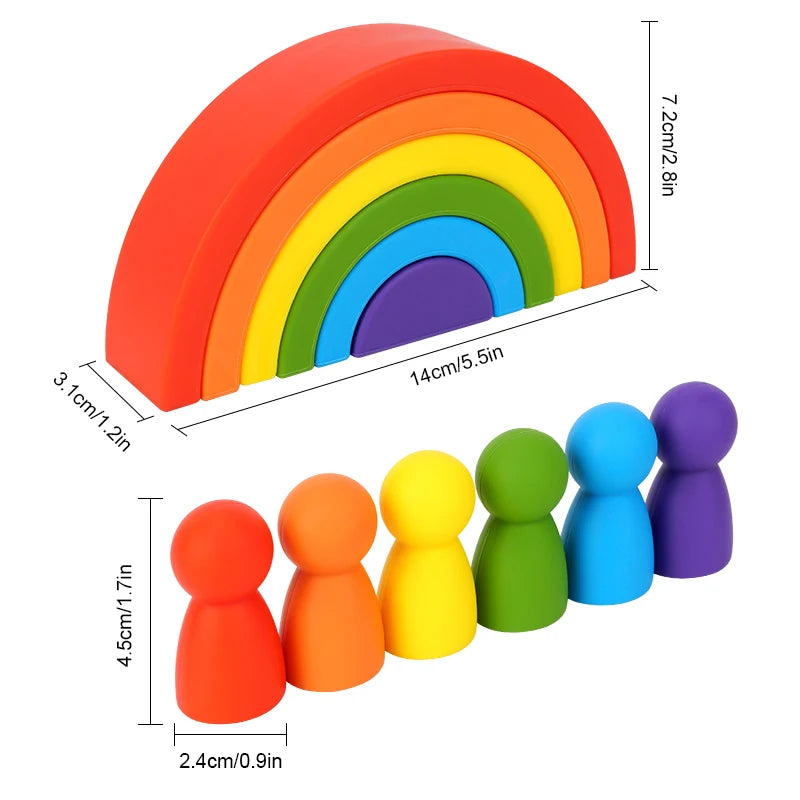 TYRY.HU 6/7/10pcs Baby Silicone Building Block Rainbow Soft Block 3D Educational Montessori Toys Baby Teether Gifts