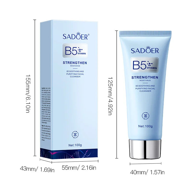 SADOER Vitamin B5 Facial Cleanser Moisturizing Oil Control Deep Cleansing Anti-aigng Face Wash Foam Facial Cleanser Skin Care