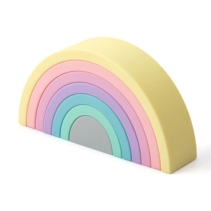 TYRY.HU 6/7/10pcs Baby Silicone Building Block Rainbow Soft Block 3D Educational Montessori Toys Baby Teether Gifts