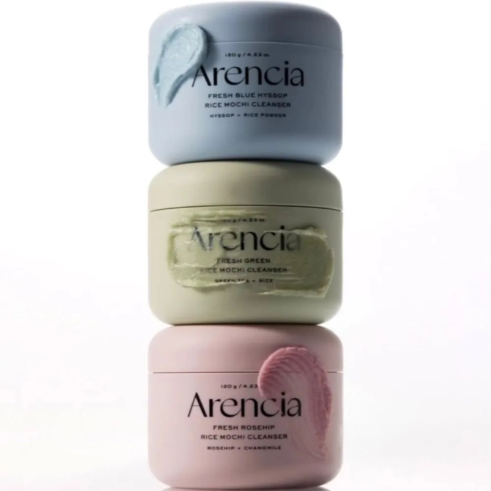 Arencia Fresh Rice Mochi Cleanser 120g Blue Hyssop Green Tea Rosehip Chamomile Gentle Deep Cleansing Hydrating White Skin
