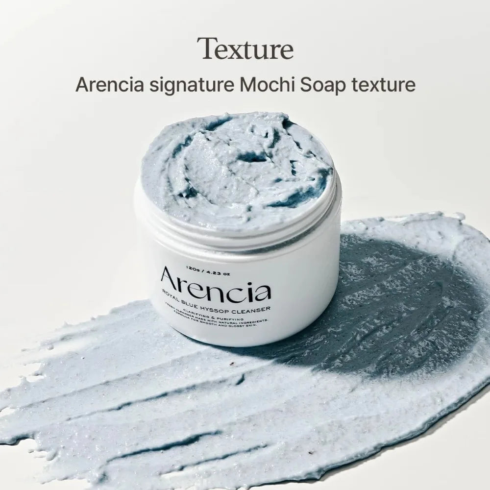 Arencia Fresh Rice Mochi Cleanser 120g Blue Hyssop Green Tea Rosehip Chamomile Gentle Deep Cleansing Hydrating White Skin