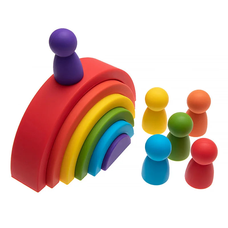 TYRY.HU 6/7/10pcs Baby Silicone Building Block Rainbow Soft Block 3D Educational Montessori Toys Baby Teether Gifts