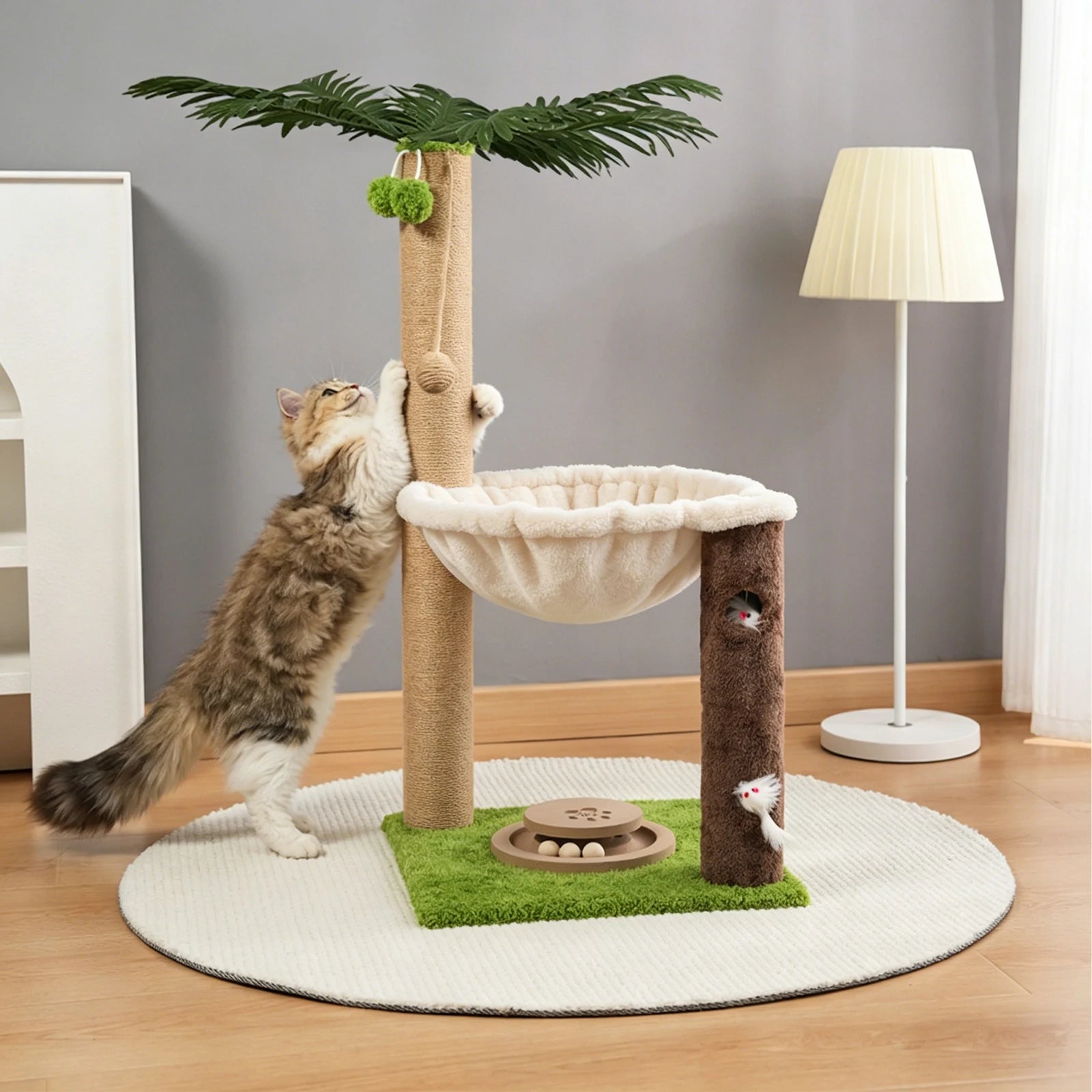 Palm Cat Tree 82 cm Modern scratching post Climbing Tree For Kittens With Cat Sleep Platform Sisal Strings